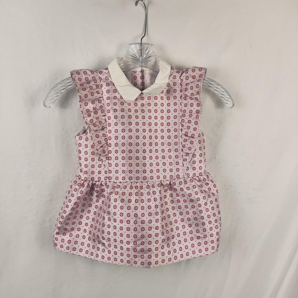 Janie And Jack Dress Girls 5 Pink Floral Sleeveless Collared Ruffle Fit & Flare